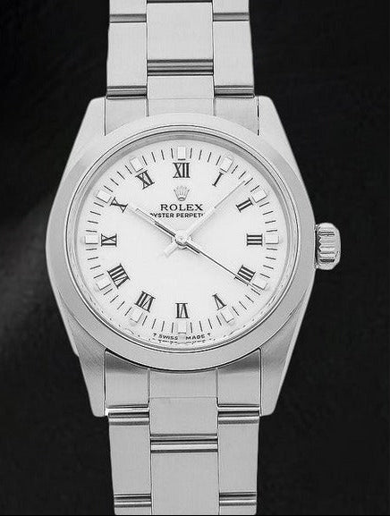 31mm Orologio da donna Rolex bianco con numeri romani
