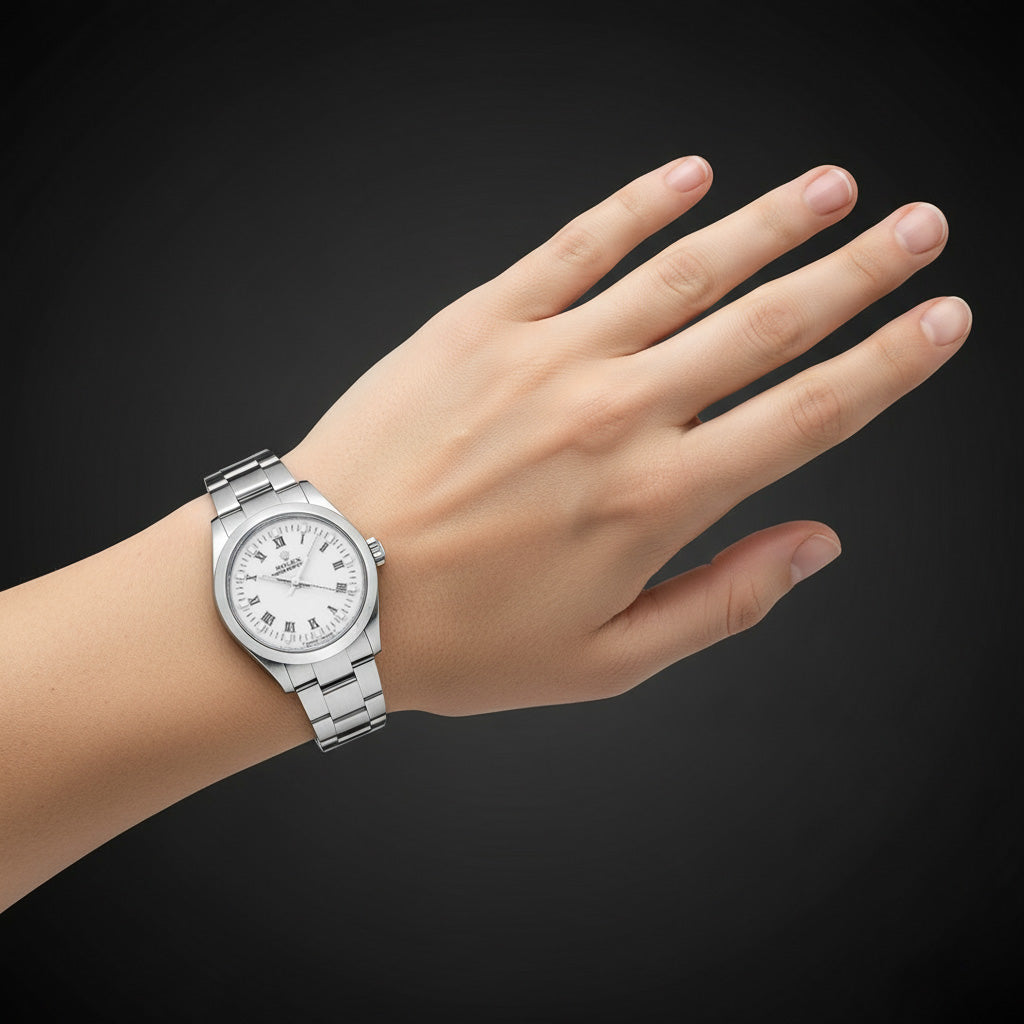 31mm Orologio da donna Rolex bianco con numeri romani P4