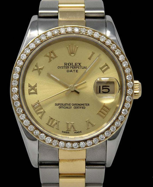Orologio da uomo Rolex Date in acciaio inossidabile e oro da donna, bicolore