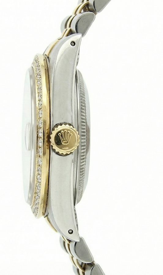 Orologio da donna Rolex Datejust con quadrante bianco in acciaio inossidabile e oro giallo