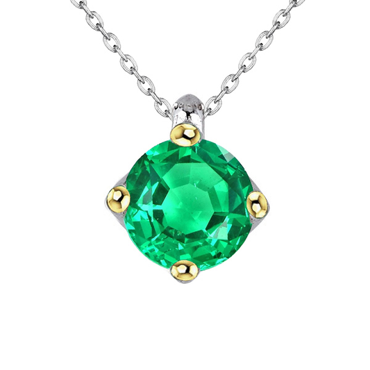 Pendente con Gemma Oro Bicolore 14K con Smeraldo Fine – vista principale