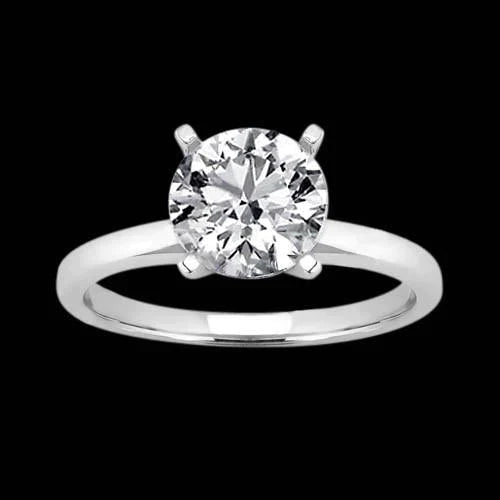 3 Carati Anello Genuino Diamante Rotondo