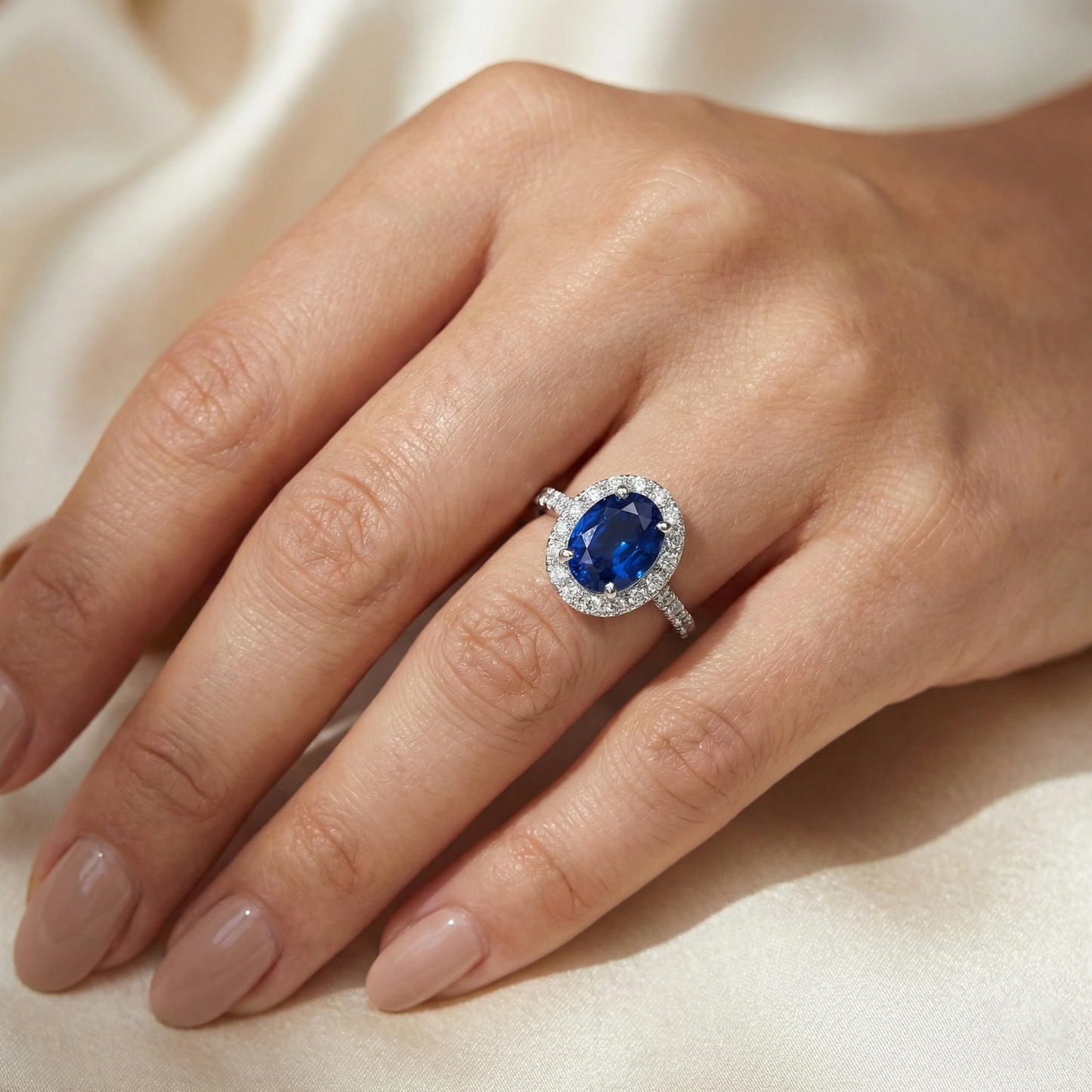 3 Carati Blu Zaffiro Anello