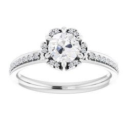 3 Carati Halo Anello Di Fidanzamento Rotondo Con Genuino Diamanti Tagliati A Miniera Antica