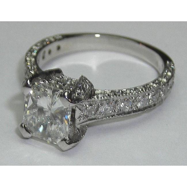 3 Carati Princess Cut Pave Naturale Diamond Anello Solitario Con Accenti