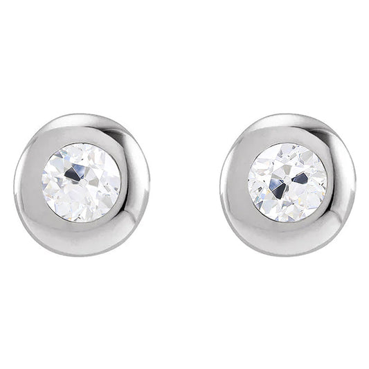 Diamante Fine Taglio Old Mine Orecchini a Lobo in Oro 14 Carati Bianco – vista principale