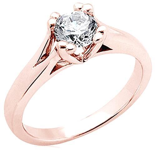 3 Ct. Anello Solitario Vero Diamante Rotondo In Oro Rosa Novità
