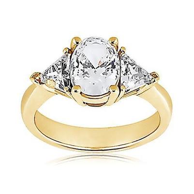 3 Pietre 2.71 Ct. Anello Fantasia In Oro Giallo Con Vero Diamanti Grandi Novità