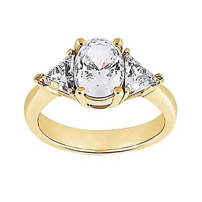 3 Pietre 2.71 Ct. Anello Fantasia In Oro Giallo Con Vero Diamanti Grandi Novità