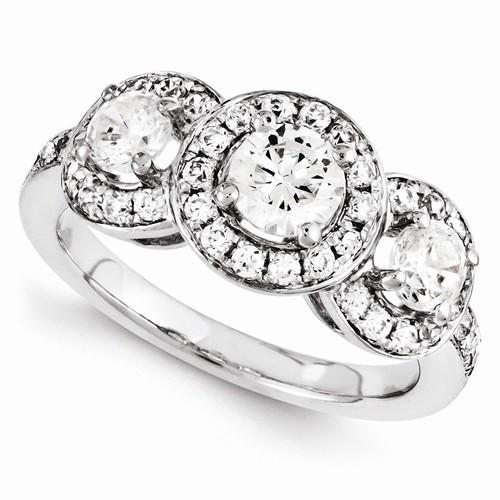 3 Pietre Mano Destra Anello Di Genuino Diamanti
