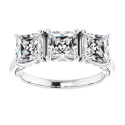 3 Pietre Taglio Quadrato Vecchio Anello Di Naturale Diamanti Europeo 14K Oro 9 Carati