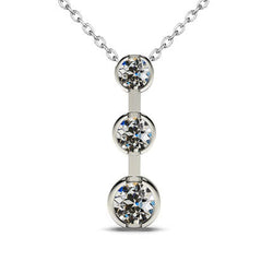 Diamante Incassato a Bezel Collana Pendente 2 carati in Oro 14