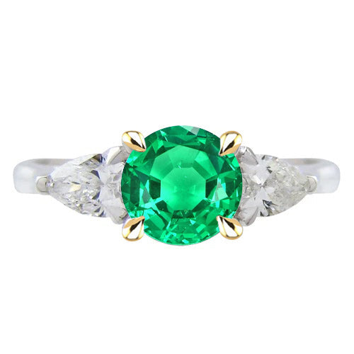 Anello con Gemma Oro Bicolore 14K con Smeraldo Fine – vista principale