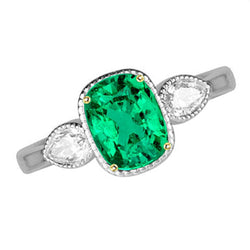 Cuscino Smeraldo Fine Anello con Pietra Preziosa in Oro 14