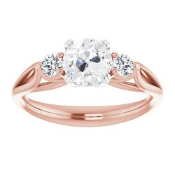 Cuscino Antico Diamante Anello Tre Pietre 2 carati – Oro