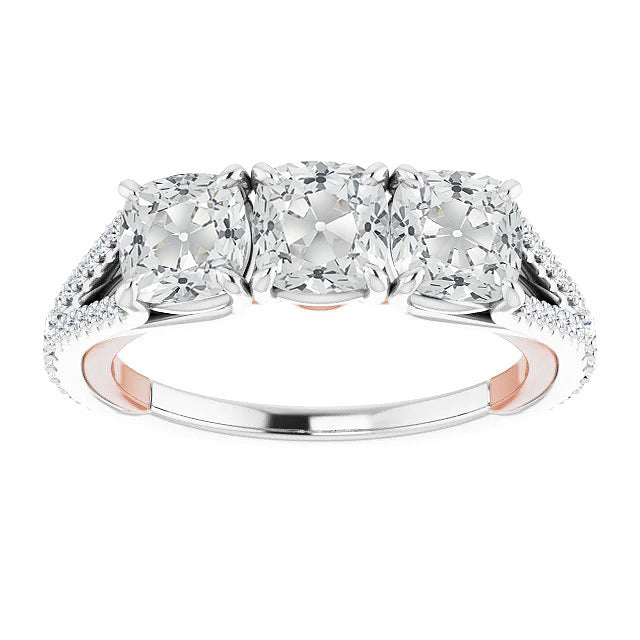Taglio Cushion Diamante anello in Oro Due Toni 14K – vista principale