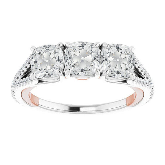 Taglio Cushion Diamante anello in Oro Due Toni 14K – vista principale