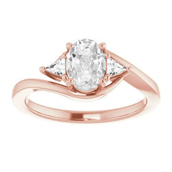 Diamante Anello Tre Pietre di lusso – 3 carati Oro 14 Carati Rosa