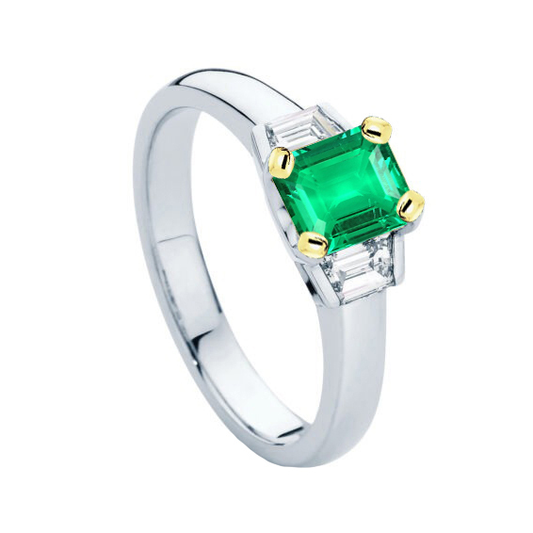 Anello Pietra Colorata Oro Bicolore 14K con Smeraldo Colombiano – vista principale