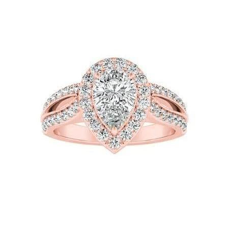 3,20 Carati Solitario Con Accento Naturale Diamanti Halo Anello In Oro Rosa 14K