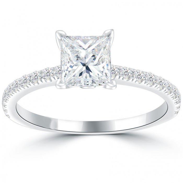 3.40 Carati Princess & Round Vero Diamond Ring Con Accenti