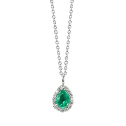 3.45 ct. Collana con ciondolo in pietra preziosa Verde smeraldo e diamanti con catena