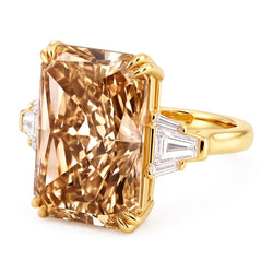 4.40 ct. Anello brillante con diamante champagne in oro giallo 14KNuovo