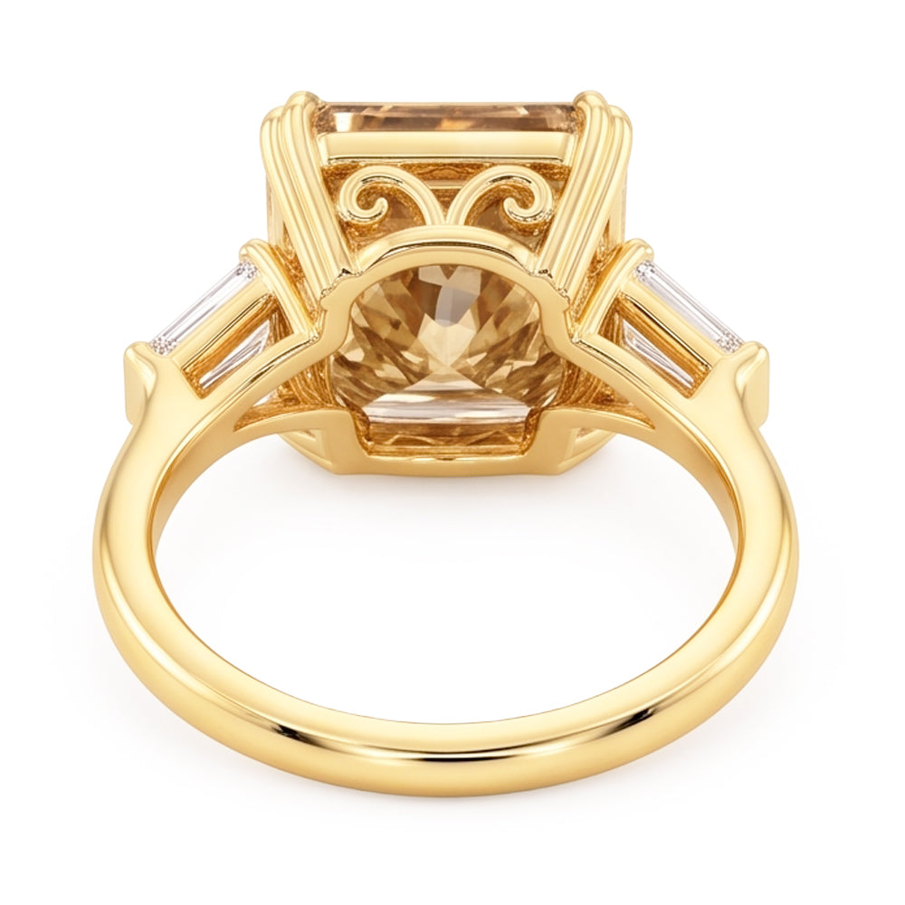 4.40 ct. Anello brillante con diamante champagne in oro giallo 14KNuovo