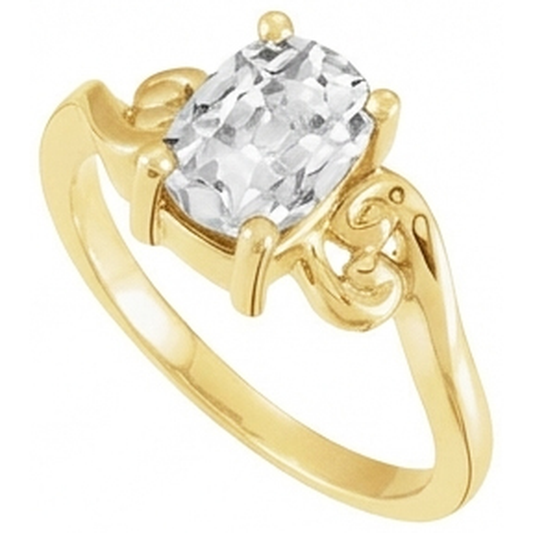Anello Solitario Oro Giallo 14K con Diamante Fine – vista frontale