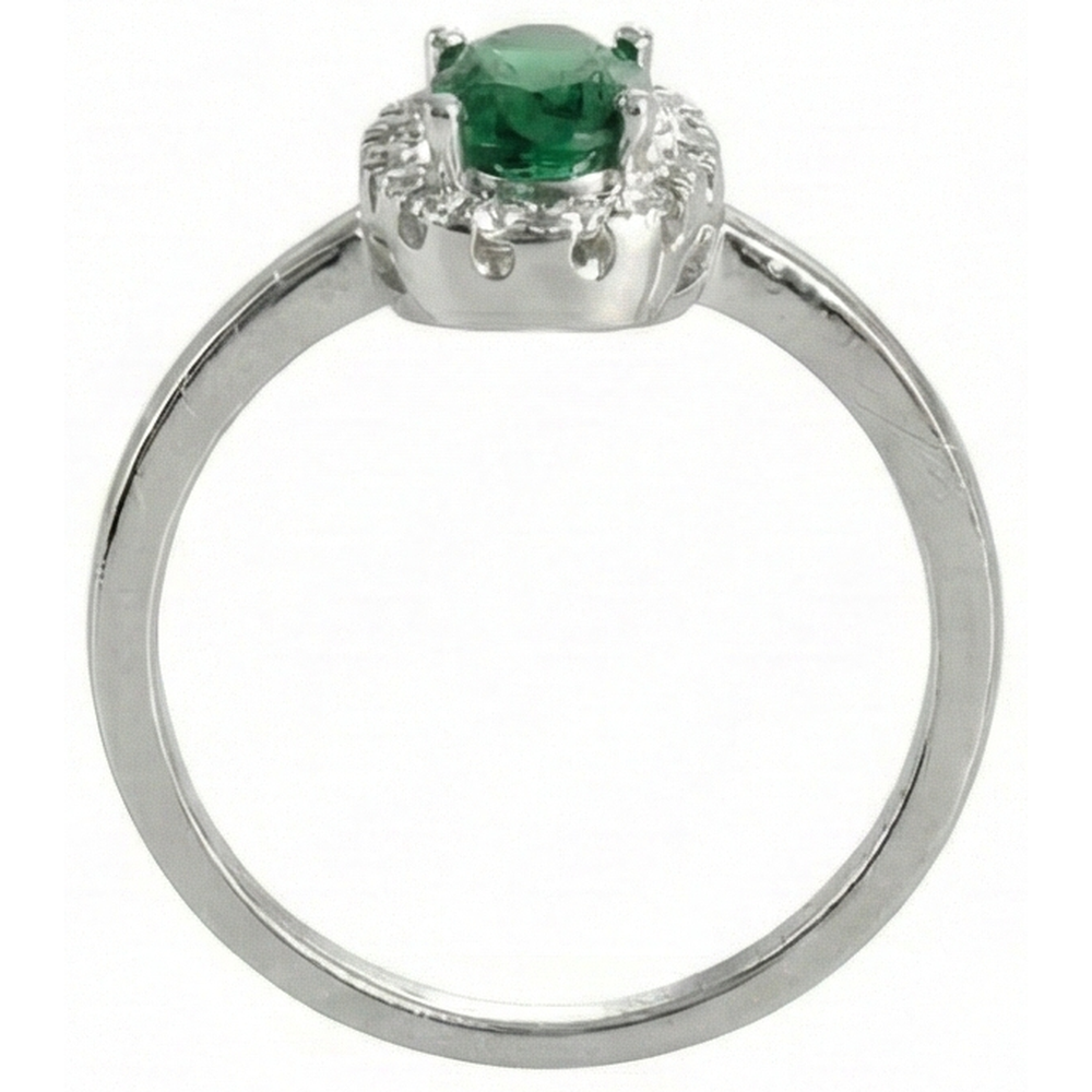 4.50 carati ovale Verde smeraldo gemma e anello di diamanti in oro bianco 14K