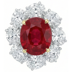 4.50 carati rosso rubino con diamanti anello gioielli stile fiore nuovo