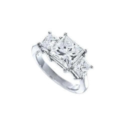 4.01 Carati Anello Con Tre Naturale Diamanti A Taglio Principessa In Pietra Reale