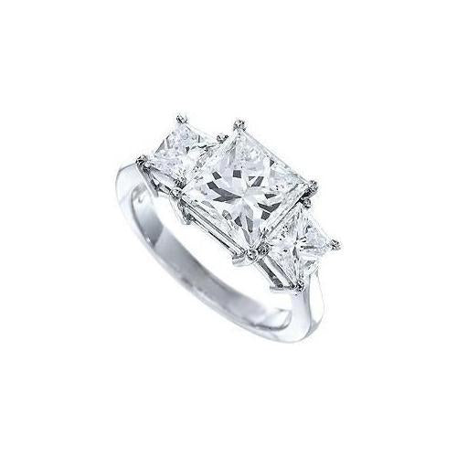 4.01 Carati Anello Con Tre Naturale Diamanti A Taglio Principessa In Pietra Reale