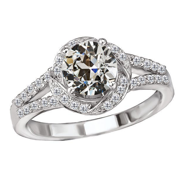 Brillante Anello con Pavé Halo 2 carati Oro Bianco 14K – vista principale