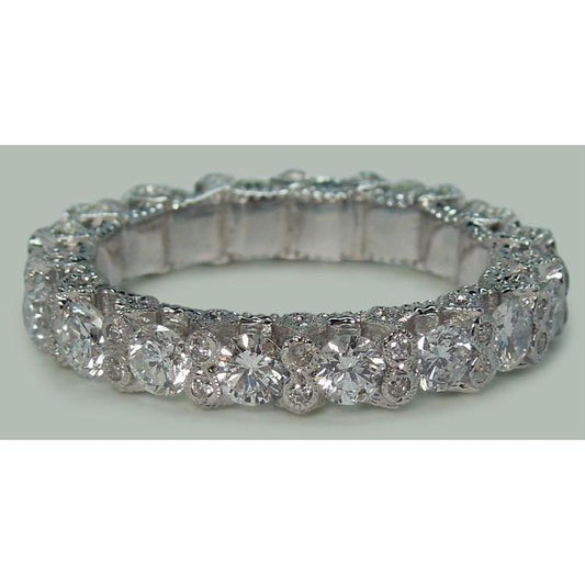 4.68 Carati Genuino Diamanti Brillanti Tondi Gruppo Musicalea Dell'Eternità Oro Bianco 14K