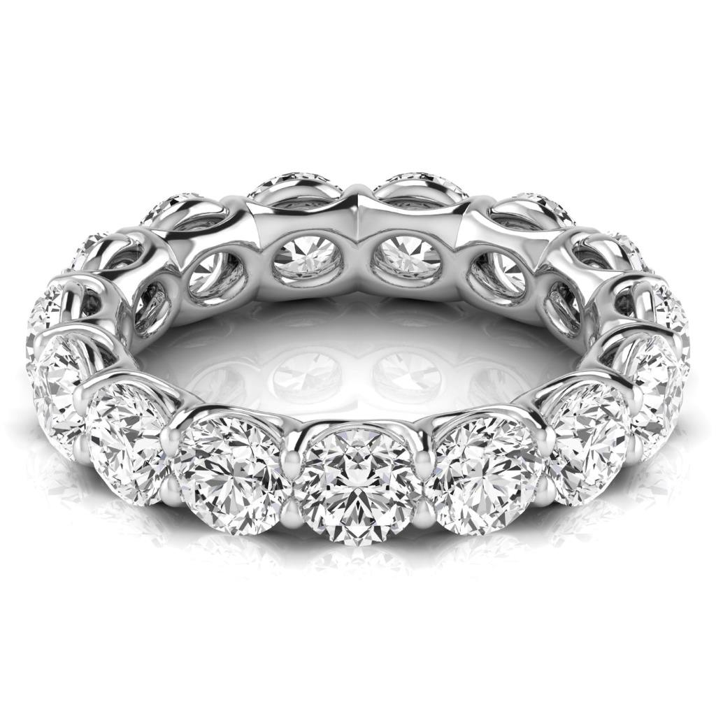 Brillante Taglio Rotondo Eternity Band in Oro 14 Carati Bianco – vista frontale