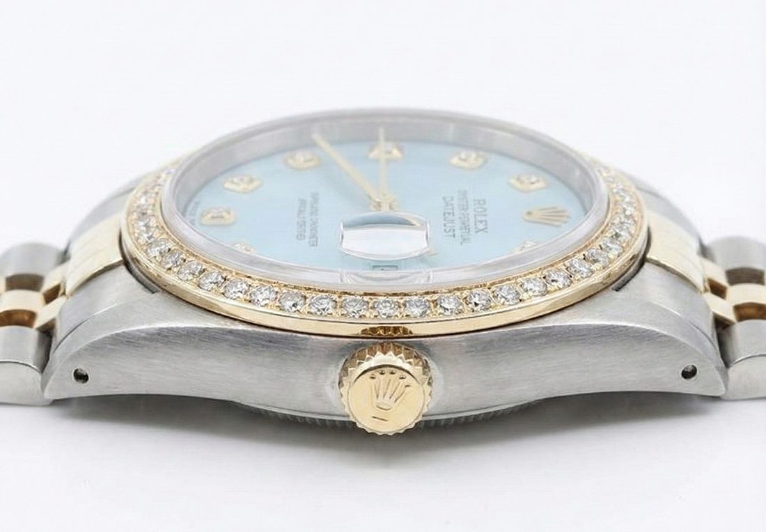 Orologio bicolore giubileo con lunetta e quadrante in diamanti Rolex Datejust impostazione rapida