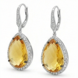 Pavé Gemstone Earring – Citrino 48,88 carati Oro Bianco 14K