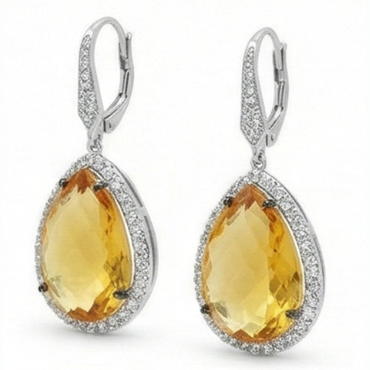 Citrino Gemstone Earring 48,88 carati Oro Bianco 14K – vista principale