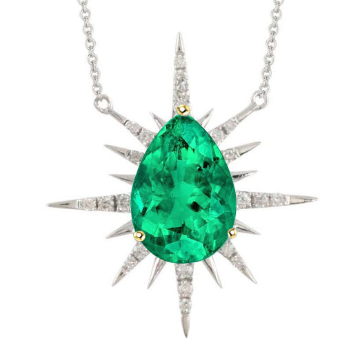 Collana Pendente Oro Bicolore 14K con Smeraldo Colombiano – vista principale