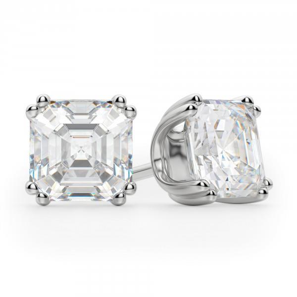 4 Carati Big Asscher Cut Naturale Diamond Stud Orecchino In Oro Bianco Gioielleria