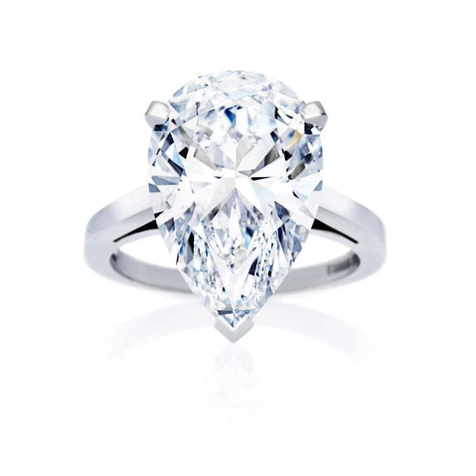 4 Carati Pera Anello Di Vero Diamante