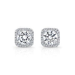 4 Carati Rotondo Taglio Genuino Diamante Halo Orecchino Fine Oro Gioielli Da Donna