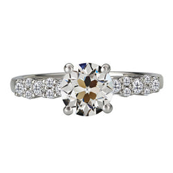 Cuscino Antico Diamante Fine Anello di Proposta in Oro 14 Carati