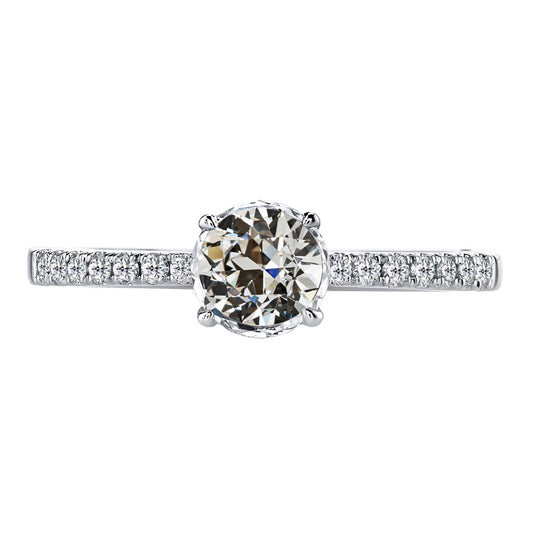 Taglio Old Mine Diamante Fine anello in Oro 14 Carati Bianco – vista principale