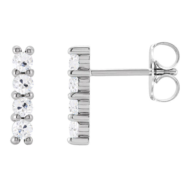Diamante Fine Cuscino Antico Orecchini Pendenti in Oro Bianco 14K – vista principale