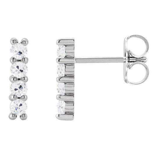 Diamante Fine Cuscino Antico Orecchini Pendenti in Oro Bianco 14K – vista principale