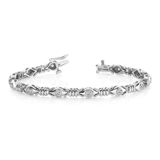 4.20 Ct Di Lunetta Con Vero Diamanti Rotondi Incastonati A Maglie A X Bracciale In Oro Bianco 14K