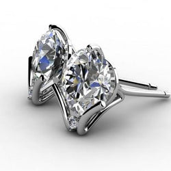 4.50 Ct. Orecchini Lady Studs In Oro Bianco Con Genuino Diamanti Taglio Brillante Rotondo