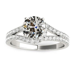 4,50 Carati Halo Vecchio Minatore Genuino Diamante Ring Gold 14K Split Shank Pave Set